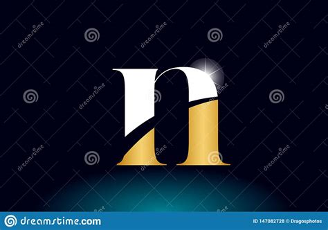 Gold Golden Alphabet Letter N Logo Company Icon Design Stock