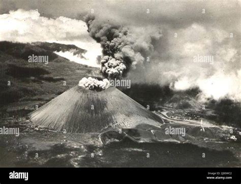 Vintage Black And White Aerial Photograph Of Paricutin Volcano Volcan