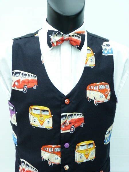 Campervan On Black Waistcoat Pocketwatch Waistcoats