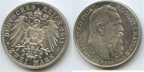 Deutsches Reich Kaiserreich Bayern 2 Mark Silber 1911 D München S0087