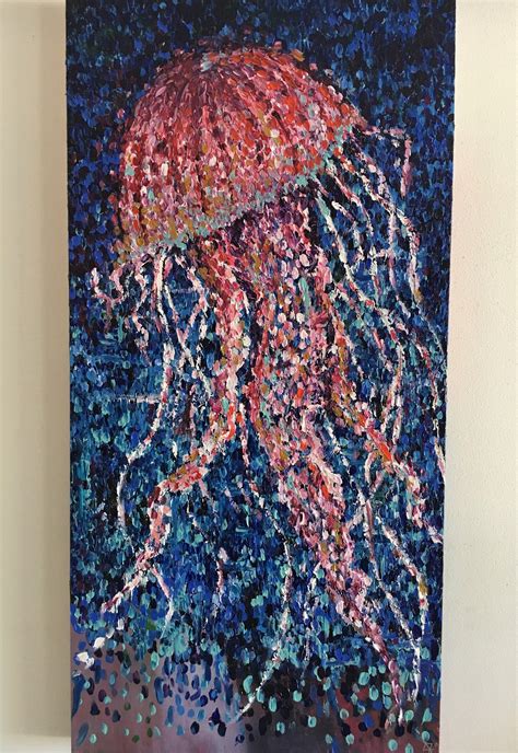 Jellyfish Finger Painted Textured Painting Etsy