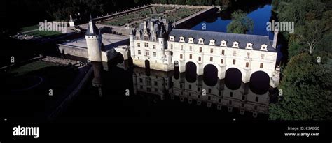 France, Indre et Loire, Chenonceau castle (aerial view Stock Photo - Alamy