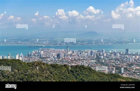 View over George Town from the Skywalk on Penang Hill, Air Itam, Penang ...