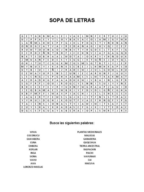 Sopa De Letras Pdf Gente Indígena Pueblos Indígenas De Las Américas