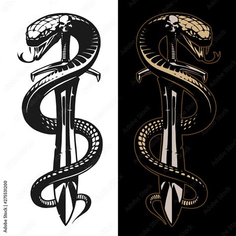 Snake And Sword Tattoo Illustration Stock Vector Adobe Stock