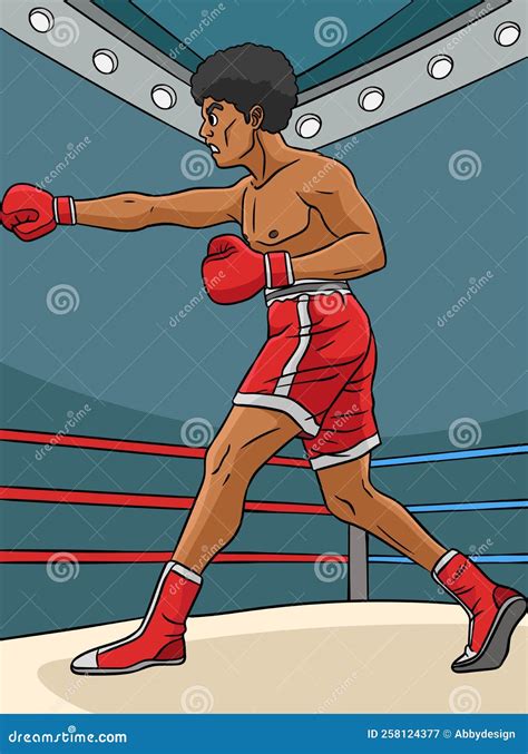 Boxing Sport Colored Cartoon Illustration Stock Vector Illustration