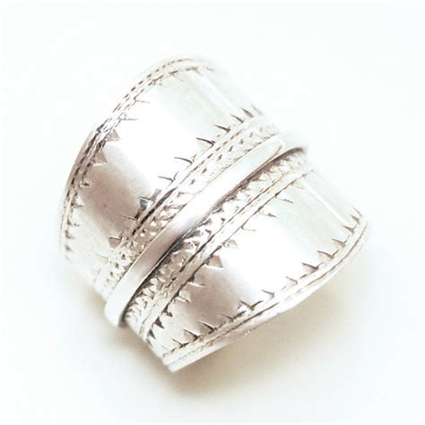 Bijoux Ethniques Touareg Bague En Argent Massif Longue Large Grav E