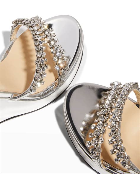 Jimmy Choo Bing Metallic Crystal Wedge Sandals Neiman Marcus