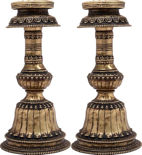 Pair Of Tibetan Buddhist Butter Lamps Made In Nepal Exotic India Art