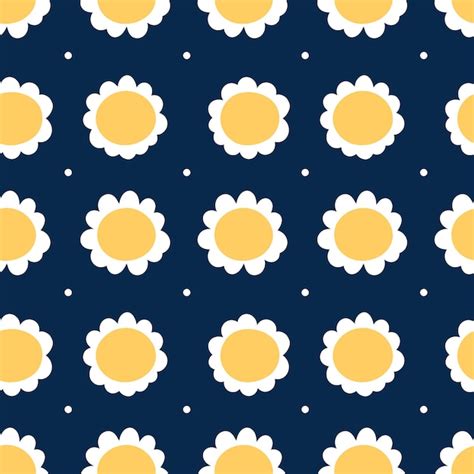 Premium Vector Vector Pattern Of Daisies On Blue Background