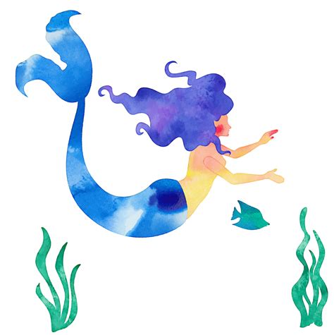 The Little Mermaid Cartoon Illustration Vector Mermaid Material Png