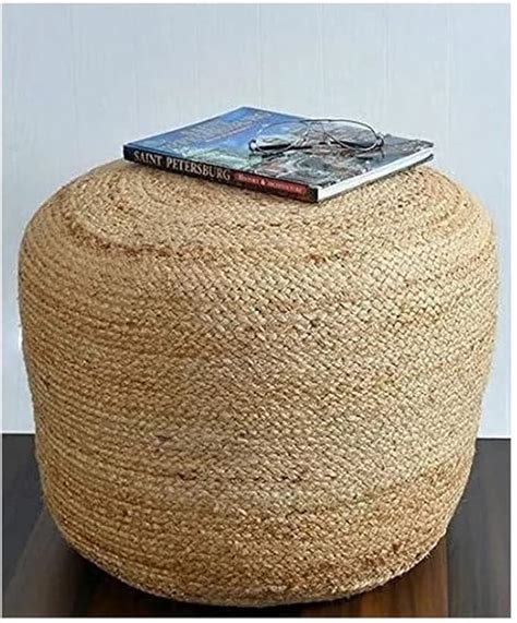 Ripaz Vogue Housse De Pouf Ronde Tress E La Main En Jute Pour Salon