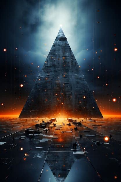 Premium Photo Very Large Pyramid In The Middle Of Dark Sky Generative Ai