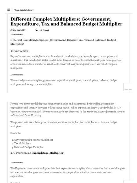 Different Complex Multipliers Government Expenditure Tax And Balanced Budget Multiplier Pdf