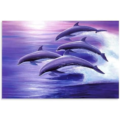 Posters Poster D Coratif Sur Toile Motif Dauphins Et Voyageurs X