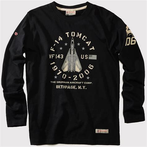 Red Canoe Grumman F 14 Tomcat Long Sleeve T Shirt In Black