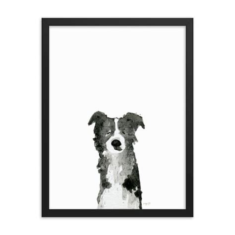 Border Collie Dog Wall Art Print Minimalist Black And White Etsy