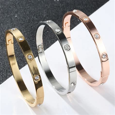 Gold Plating Minnaar Armbanden Bangles Voor Vrouwen Rose Goud Kleur Rvs