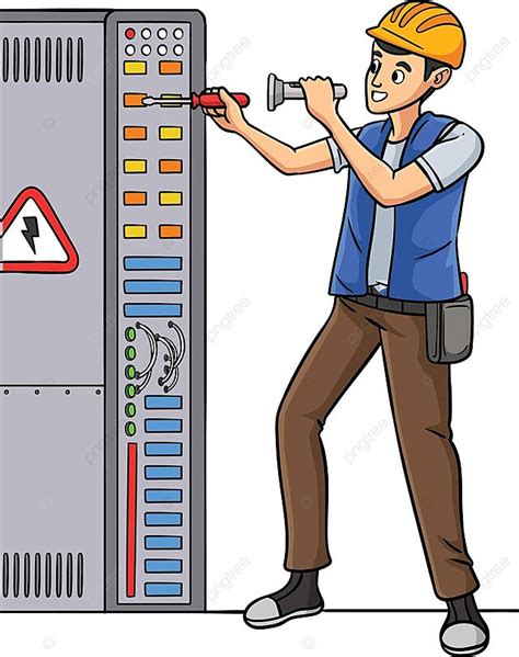 Electricista Caricatura Coloreado Clipart Ilustración Ilustración Lleno