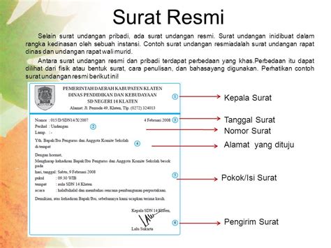 Contoh Surat Resmi Dan Tidak Resmi Untuk Sd Contoh Surat