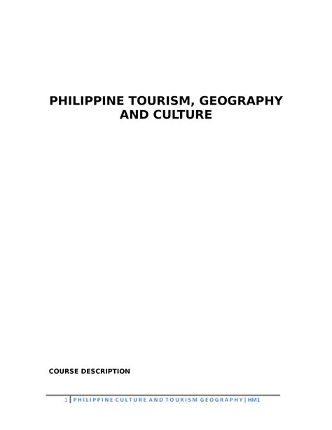 Philippine Culture And Tourism Geography Philippine Tourism