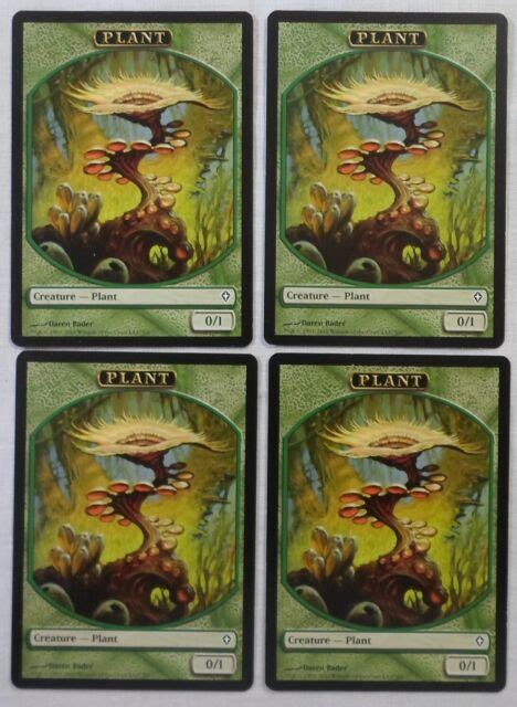 Magic The Gathering Mtg 2010 Worldwake 4 X Plant Token Creature Card Ebay