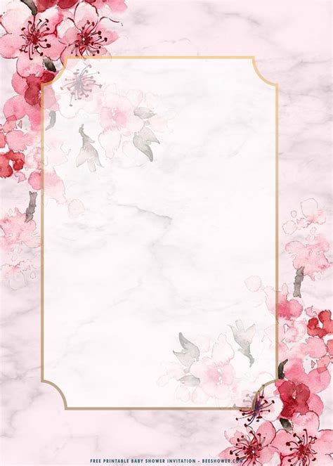 FREE Printable Blush Pink Sakura Baby Shower Invitation Templates