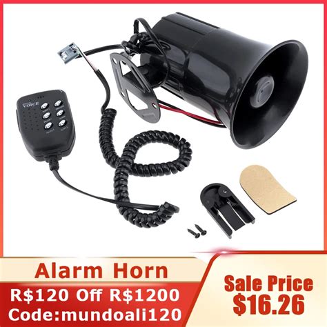 V W Loud Sounds Db Black Air Horn Siren Speaker For Auto