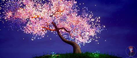 Artstation Mystical Cherry Tree Animated Brendon Kibler Night