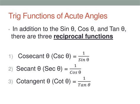 Ppt Trig Functions Of Acute Angles Powerpoint Presentation Free