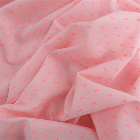 Tissu Voile De Coton Rose Plumetis Fluo Rose Oeko Tex Mercerine