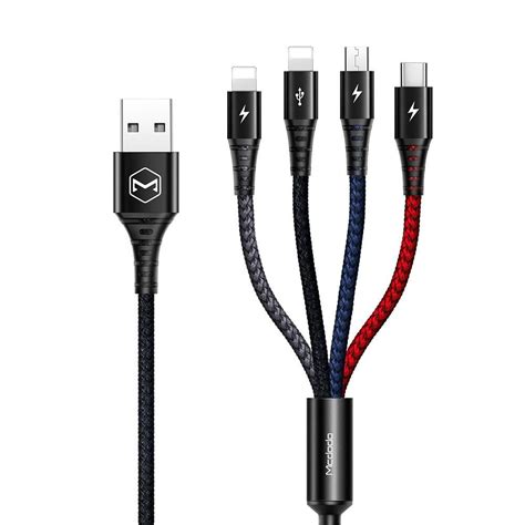 Multi USB 4 In 1 Charging Cable With Fast Charging 1 2m Long