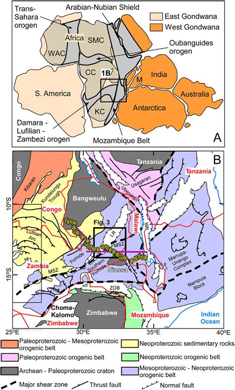 A A Reconstruction Of Gondwana With The Major Tectonic Elements Of