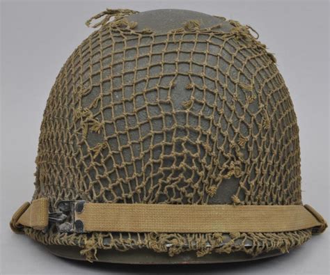 Cs Militaria Ww2 Us M1 Front Seam Swivel Bales Helmet With Camouflage Netting And Rare Raised