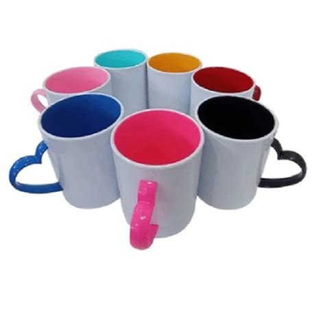 Caneca Personalizada Coloridas Alça de Coração Elo7