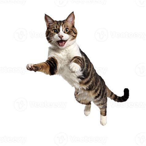 moggie cat running and jumping isolated transparent photo 44760645 PNG