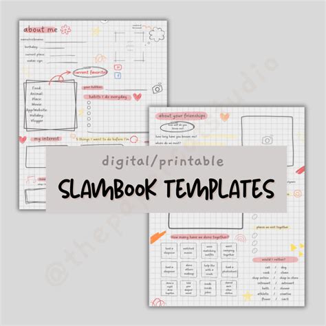 Grid Paper Slam Book, Cute Slam Book Templates, Printable Slam Book ...