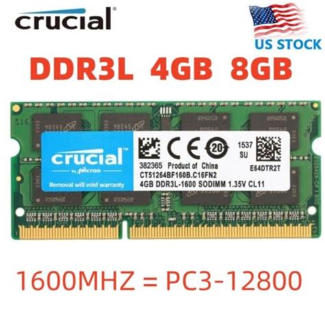 Crucial Ddr3l 4gb 8gb 1600 Pc3 12800 135v So Dimm Ram Memory Laptop