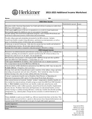 Fillable Online Dependent Untaxed Income Worksheet 2022 2023 WSU Tech