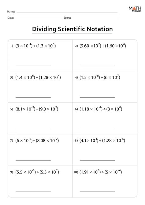 Scientific Notation Worksheets Math Monks