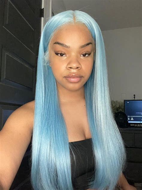 Hot Color Wigs Lake Brilliant Blue Straight Hair For Sale Curlyme Hair