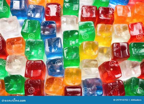 Macro Of Multicolored Jelly Cubes Scattered Closely Stock Image Image