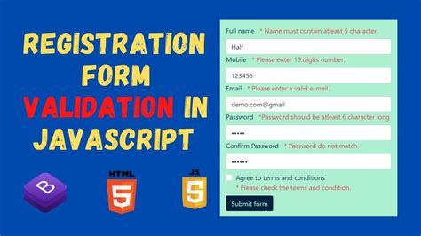 Responsive Registration Form Validation In JavaScript Bootstrap 5