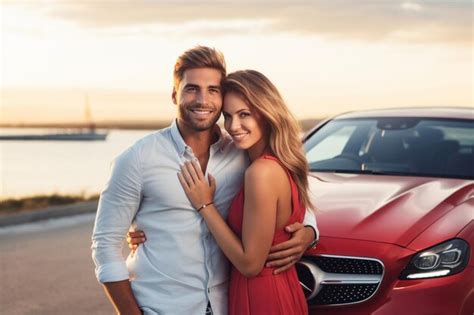 Premium Ai Image Photo Of Happy Couple In Front Of Their Car