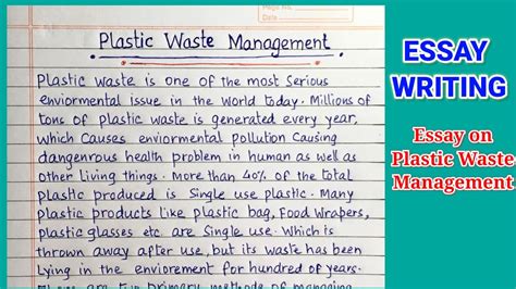 Essay On Plastic Waste Management Plastic Waste Management Essay In