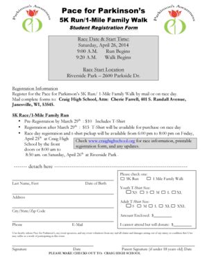 Fillable Online Pace Student Registration Craig High School Fax Email