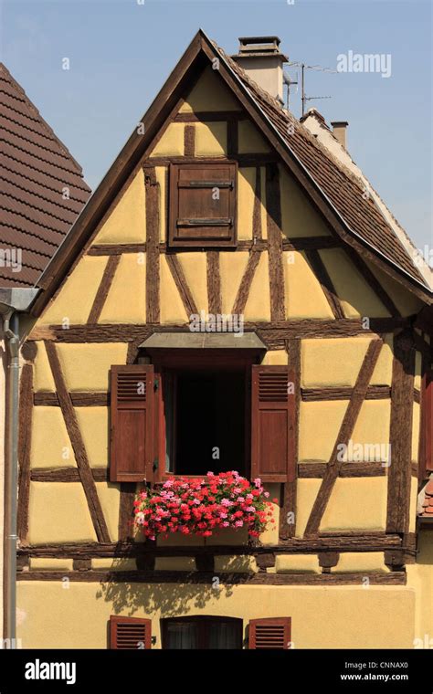 Typical half timbered house in Alsace France Stock Photo - Alamy