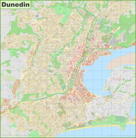 Large detailed map of Dunedin