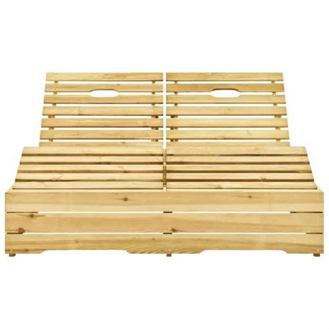 LEX Chaise longue double et coussins crème Bois de pin imprégné