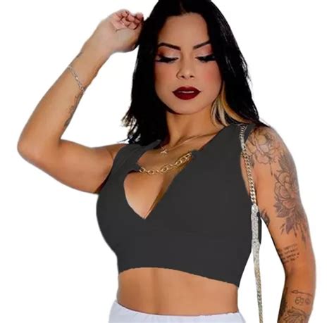 Cropped Top Blusinha Corrente Decote Transpassado Bojo Mercadolivre